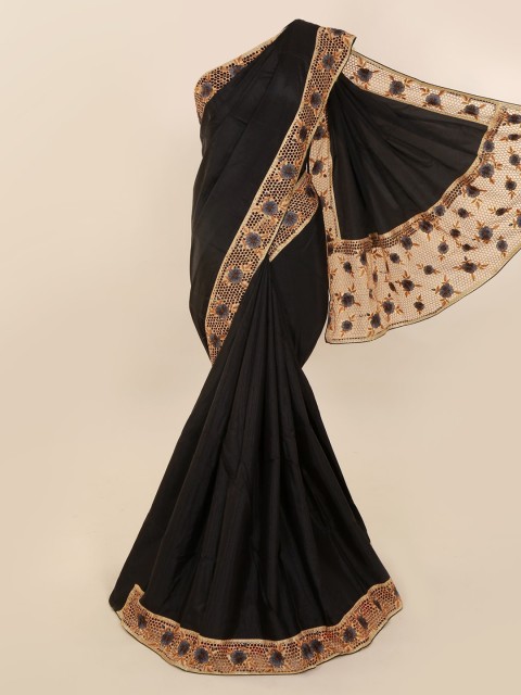 

Pothys Black Solid Art Silk Saree