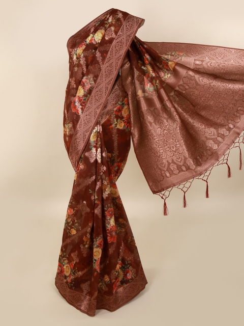 

Pothys Brown Printed Pure Silk Saree