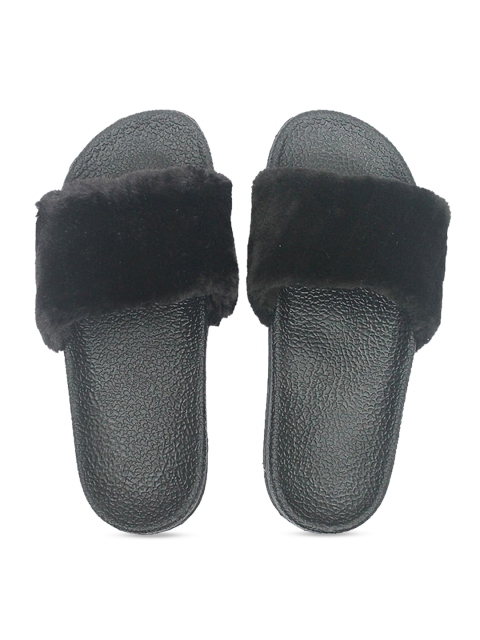 

FREECO Women Black Solid Sliders