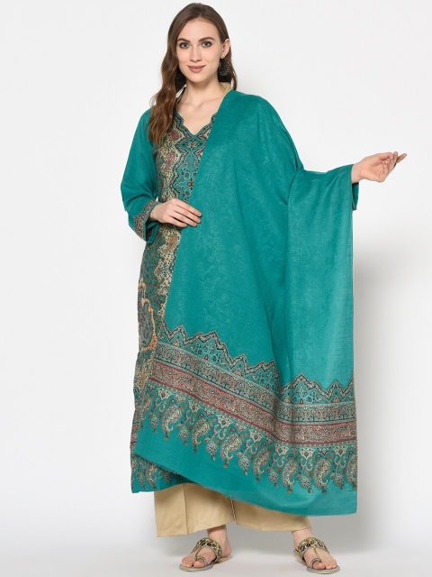 

Safaa Women Sea-Green Viscose Acrylic Woven Design Suit Unstiched Dress Material For Winter