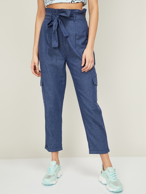 

Ginger by Lifestyle Women Blue Regular Fit Solid Cargos