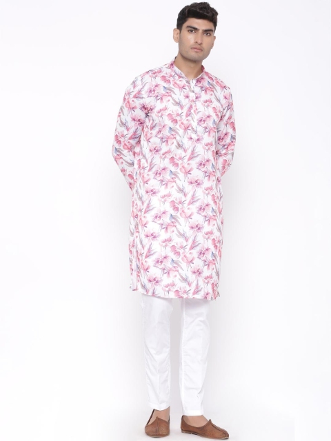 

Tistabene Men Pink Floral Printed Kurta