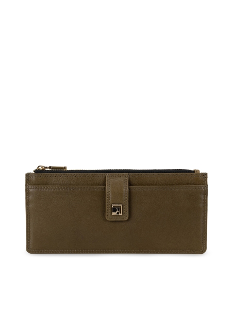 

Da Milano Women Olive Green Solid Zip Around Wallet