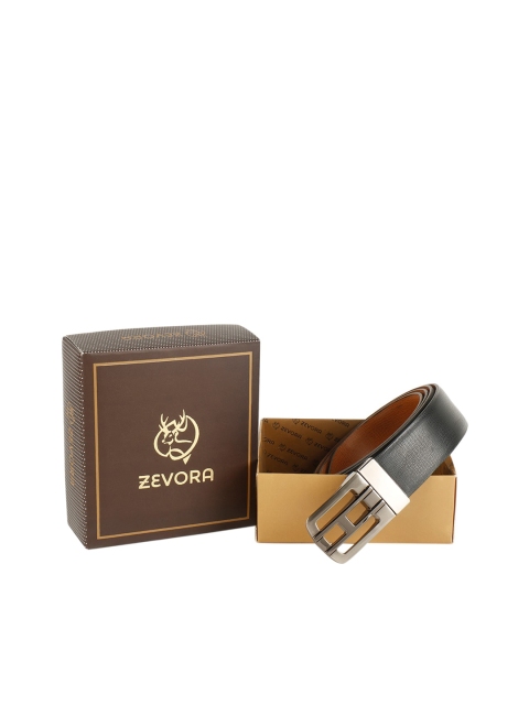 

ZEVORA Men Black & Tan Solid Belt