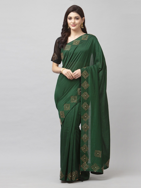 

Satrani Green Solid Poly Silk Saree