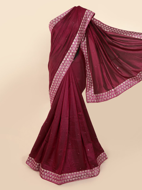 

Pothys Purple Solid Art Silk Saree With Embellishment