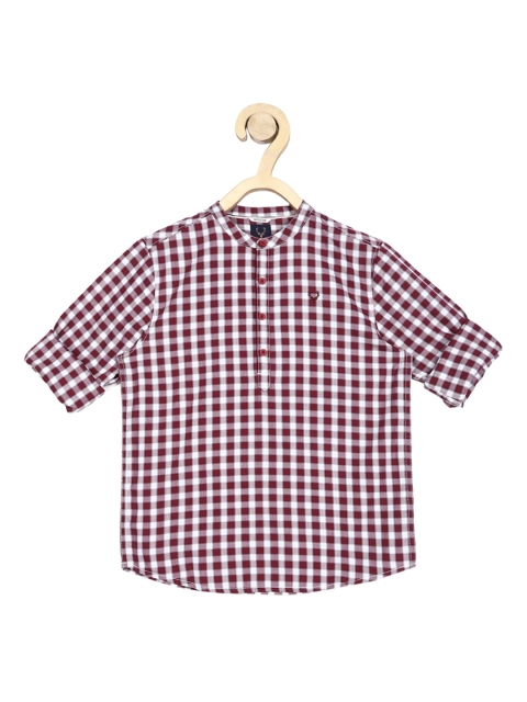 

Allen Solly Junior Boys Maroon Regular Fit Checked Casual Shirt