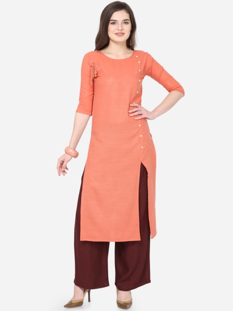 

Silk Bazar Women Coral Solid Kurta
