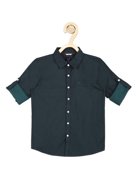 

Allen Solly Junior Boys Green Slim Fit Solid Cotton Casual Shirt