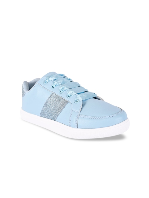 

KazarMax Women Blue Colourblocked Shimmer Strip Memory Foam Sneakers