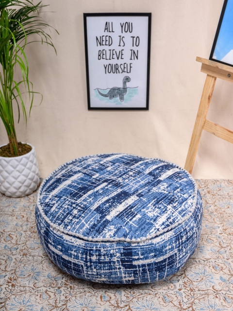 

Tistabene Blue & White Printed Round Cushion