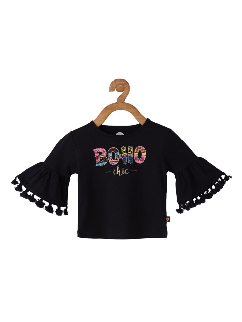 

VITAMINS Black Printed Bell Sleeves Top