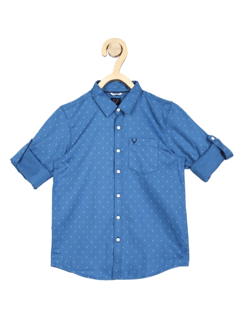 

Allen Solly Junior Boys Blue Slim Fit Printed Cotton Casual Shirt