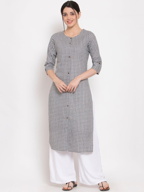 

ALC Creations Women Grey Checked Kurta