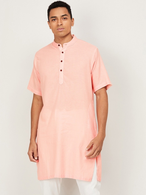 

Melange by Lifestyle Men Peach-Coloured Geometric Thread Work Kurta