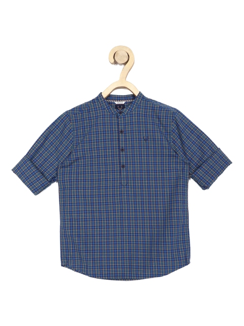 

Allen Solly Junior Boys Blue Regular Fit Checked Casual Shirt