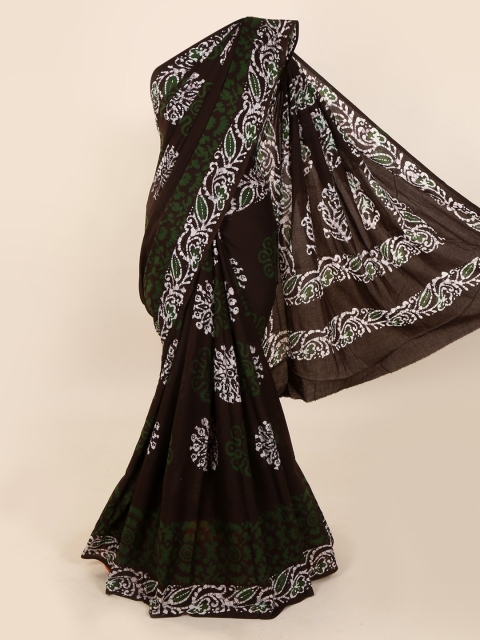 

Pothys Brown & Green Pure Cotton Printed Saree