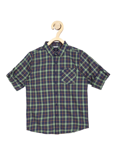 

Allen Solly Junior Boys Green Slim Fit Checked Casual Shirt