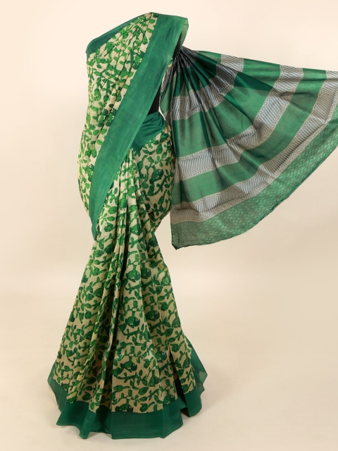 

Pothys Green Batik Printed Pure Silk Saree