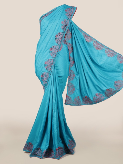

Pothys Blue Solid Art Silk Saree