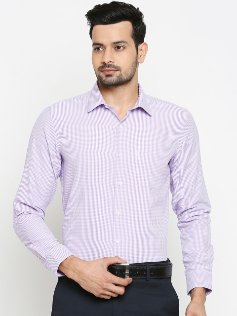 

RICHARD PARKER by Pantaloons Men Purple & White Slim Fit Checked Cotton Formal Shirt