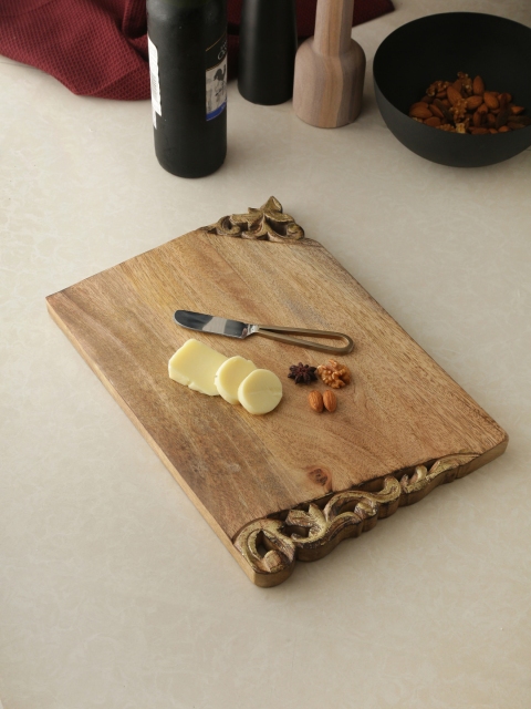 

Amoliconcepts Gold Toned & Brown Hand Carved Sustainable Wooden Chopping Board