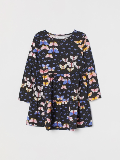 

H&M Girls Grey Printed Patterned cotton dress