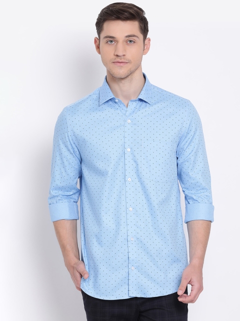 

Turtle Men Blue Slim Fit Printed Cotton Casual Shirt