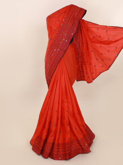 

Pothys Orange Woven Design Art Silk Saree