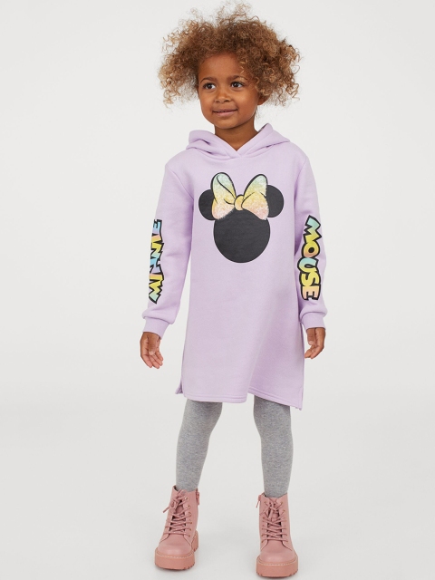 

H&M Girls Purple Printed Sweatshirt Dress