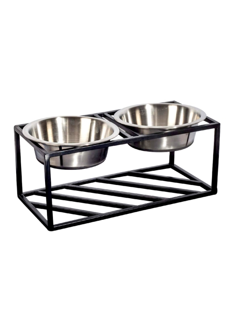 

PETS EMPIRE Silver-Toned Dog Double Diner Elevated Bowl Set