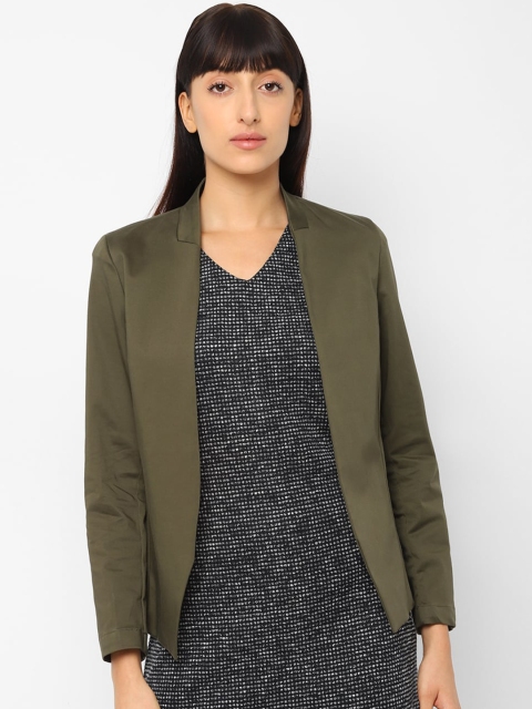 

Allen Solly Woman Olive Green Solid Open-Front Formal Blazer