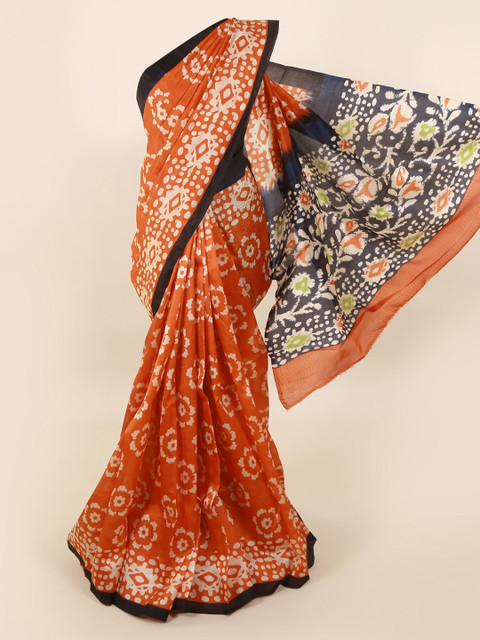 

Pothys Orange & Beige Pure Silk Printed Saree
