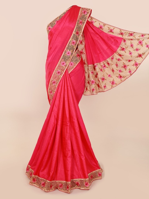 

Pothys Pink Solid Art Silk Saree