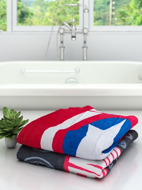 

Marvel Set Of 2 Athom Trendz Marvel Printed 300 GSM Bath Towels, Red