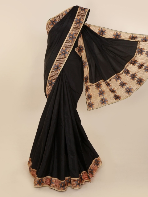 

Pothys Black Solid Art Silk Saree