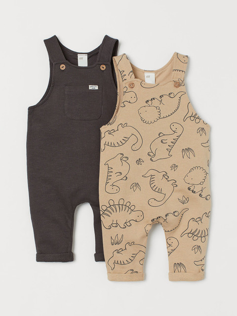 

H&M Boys 2-Pack Cotton Dungarees, Brown
