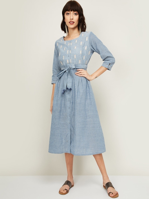 

Melange by Lifestyle Women Blue Checked A-Line Dress