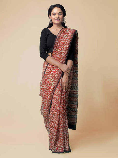 

Unnati Silks Rust Checked Kota Saree