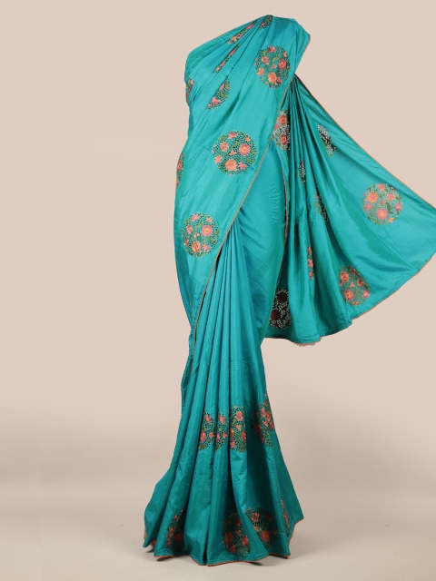 

Pothys Blue Embroidered Art Silk Saree