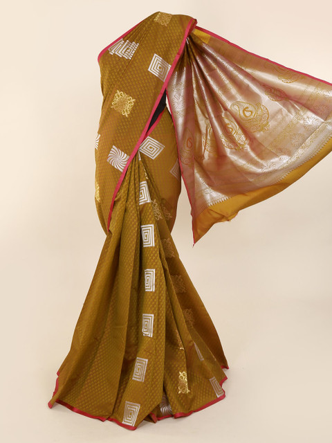 

Pothys Olive Brown Woven Design Art Silk Saree