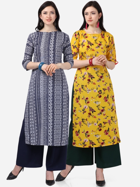 

Florence Women Pack of 2 Navy Blue Printed Kurtas