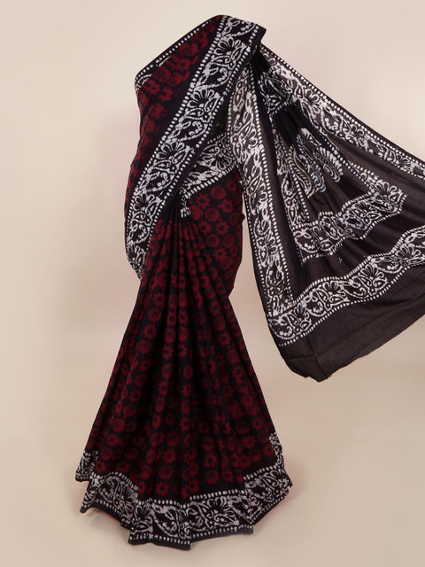

Pothys Black & Red Printed Pure Cotton Saree