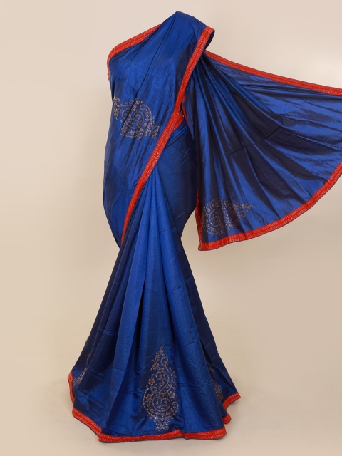 

Pothys Blue Embellished Art Silk Saree