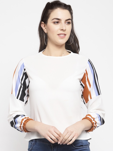 

EMBLAZE White Puff Sleeves Regular Top