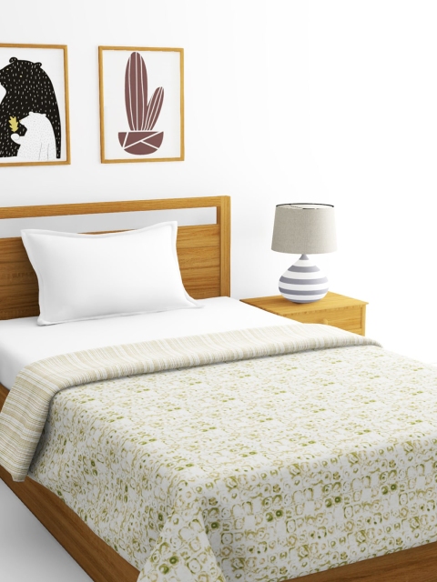 

BIANCA White & Beige Abstract AC Room 300 GSM Cotton Single Bed Dohar