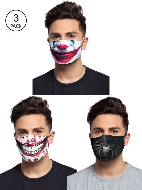 

TREEMODA Men Pack of 2 Printed 3-Ply Anti-Pollution Reusable Cloth Masks, Black