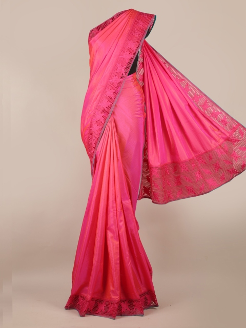 

Pothys Pink Solid Art Silk Saree