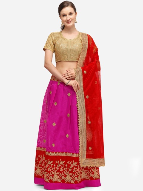 

Florence Magenta & Gold Embroidered Ready to Wear Lehenga & Unstitched Blouse With Dupatta