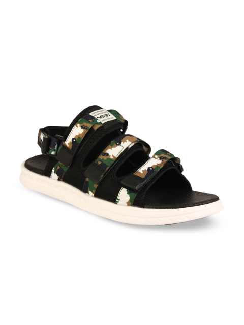 

Vento Men Green & Black Camouflaged Printed Sports Sandals